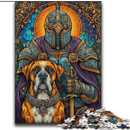 2000-teiliges Puzzle für Erwachsene und Teenager, Boxerhund und Ritter, Familienspiel zum Stressabbau, schwierige Herausforderung, geeignet für Paare, 70x100cm von LYXIANY