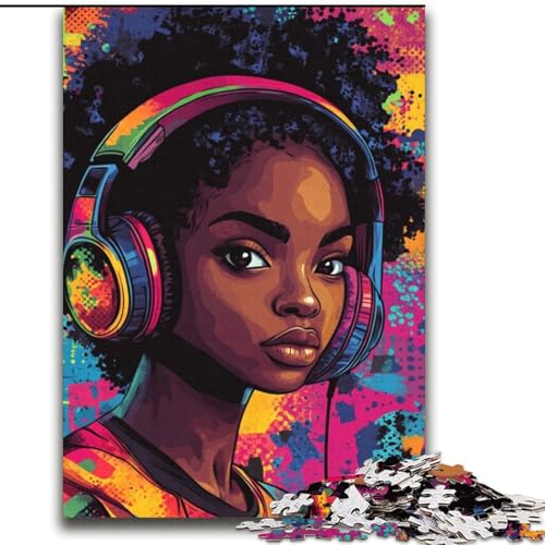 2000-teiliges Puzzle für Erwachsene und Teenager, schwarzes Mädchen hört Musik, Lernspiele, Heimdekoration, Geburtstagsgeschenk, Geschenke, Wandkunst, 70x100cm 2000-teiliges Puzzle für Erwachsene und Teenager, schwarzes Mädchen hört Musik, Lernspiele, Heimdekoration, Geburtstagsgeschenk, Geschenke, Wandkunst, 70x100cm von LYXIANY