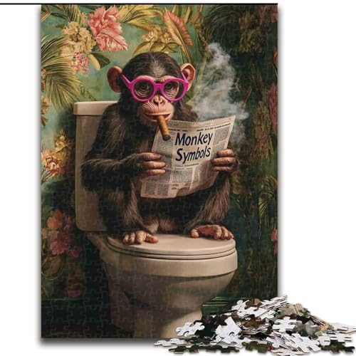AFFE auf der Toilette, 1000-teiliges Puzzle für Erwachsene, pädagogisches Spielzeug zum Stressabbau, ganze Familie (Größe 26x38cm) von LYXIANY