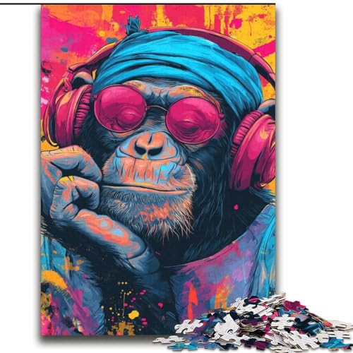 AFFE hört Musik, 2000-teiliges Puzzle für Teenager, Lernspiele, Heimdekoration, geeignet für die Schreibtischdekoration (70x100cm) von LYXIANY