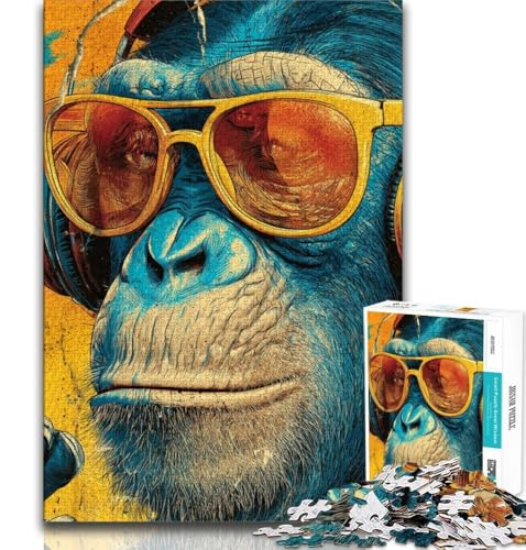AFFE mit Brille, 1000-teiliges Puzzle für Erwachsene und Jugendliche, Quizspiel, Wanddekoration, einzigartige Geburtstags, 38x26cm von LYXIANY