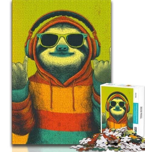 Abstraktes Faultier-Puzzle mit 1000 Teilen für Teenager, Denkspiel, Wanddekoration, einzigartige Geburtstags (50x75cm) von LYXIANY