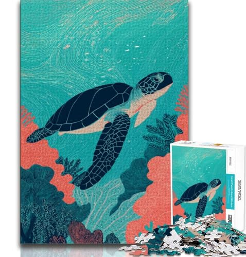 Abstraktes Schildkröten-Puzzle für Erwachsene, 1000 Teile, anspruchsvolles Spiel und Familienspiel mit vollständig ineinandergreifenden, zufällig geformten Teilen (75x50cm) von LYXIANY