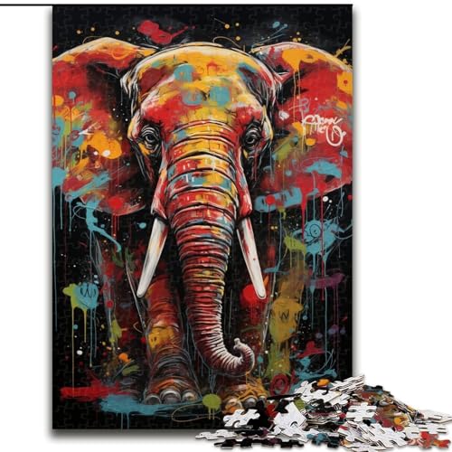 Afrikanisches Elefanten-Puzzle für Teenager, 1000-teiliges Puzzle, Spielzeug, Lernspiele, Stressabbau, Wunschliste mit Weihnachtsmann (26x38cm) von LYXIANY