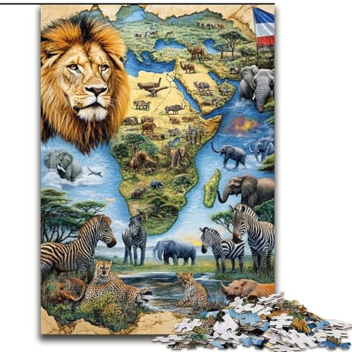 Afrikanisches Tierlöwen-Puzzle für Erwachsene, 1000 Teile, anspruchsvolles Spielspielzeug, jedes Teil ist einzigartig – anspruchsvolles Familienspaßspiel (Größe 50x75cm) von LYXIANY