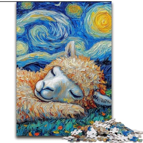 Alpaka-Nachthimmel-Puzzle für 1000 Teile, Holzpuzzle, anspruchsvolles Denkspiel für Teenager, Spaß für den Familienspielabend, Größe 50x75cm von LYXIANY