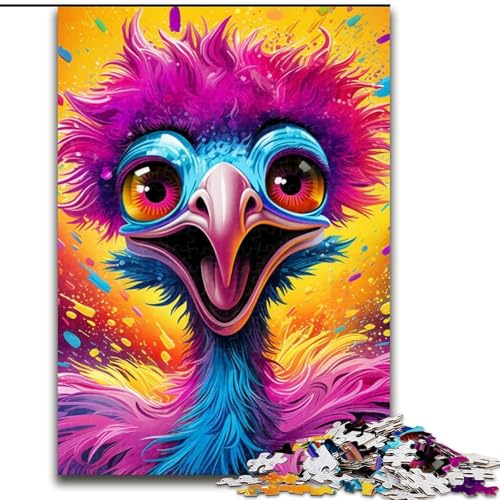 Animal Art Strauß 1000-teiliges Puzzle Anspruchsvolles Denkspiel – Entspannendes Spielzeug für Teenager, Größe 50x75cm von LYXIANY
