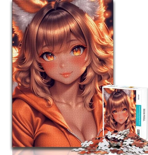 Anime Fox Girl 1000-teiliges Puzzle für Erwachsene und Jugendliche, Quizspiel, Wanddekoration, einzigartige Geburtstags, 38x26cm von LYXIANY
