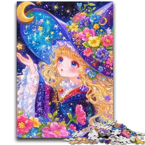 Anime Girl Wizard 1000-teiliges Puzzle für Erwachsene und Jugendliche, anspruchsvolles Spiel und Familienspiel mit vollständig ineinandergreifenden, zufällig geformten Teilen (50x75cm) von LYXIANY