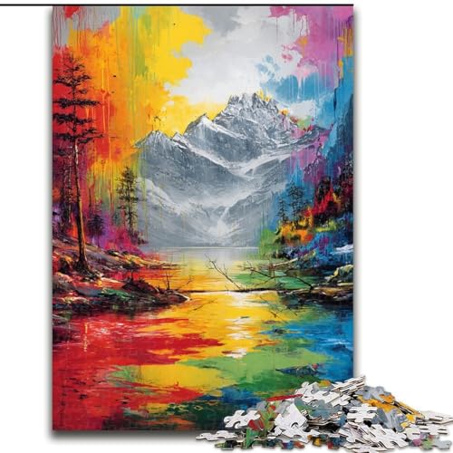 Aquarell-Berge-Puzzles für Teenager, Lernspielzeug, Familienspiele, geeignet als Schreibtischdekoration (50x75cm) von LYXIANY