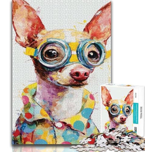 Aquarell-Chihuahua, 1000-teiliges Puzzle für Teenager, Geschenke, Lernspiel, Herausforderungsspielzeug, einzigartige Heimdekoration und Geschenke (50x75cm) von LYXIANY