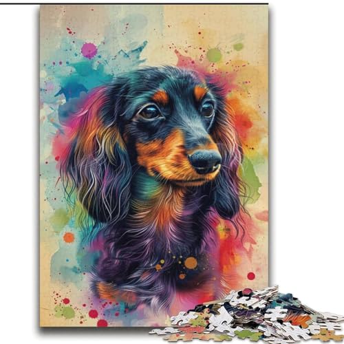 Aquarell-Dackel-Puzzle für Erwachsene und Jugendliche, 2000 Teile, Lernspielzeug, Familienspiele mit passendem Poster und Quizblatt (70x100cm) von LYXIANY