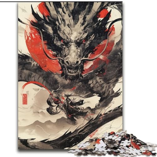Aquarell-Drachen-Puzzles für Teenager, 1000 Stück, Mustermontage, Angebot als Geschenk für die ganze Familie, geeignet für Kinder ab 14 Jahren (50x75cm) von LYXIANY