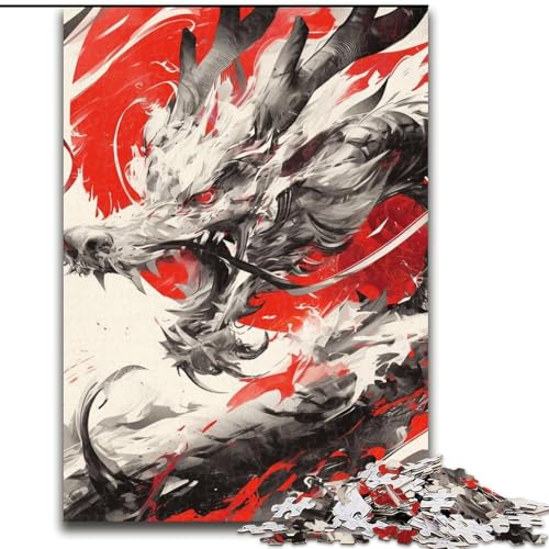 Aquarell-Drachen-Puzzles für Teenager, Lernspielzeug, Familienspiele, geeignet als Schreibtischdekoration (26x38cm) von LYXIANY