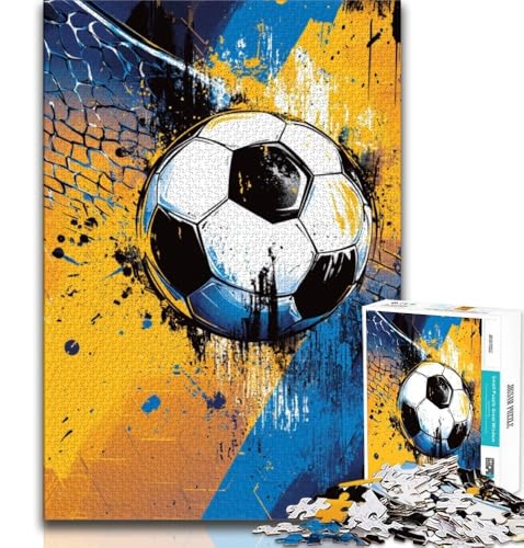 Aquarell-Fußball-Puzzles für Teenager, 1000 Teile, anspruchsvolle Familienaktivitätsspiele, DIY-Spielzeug für die Wanddekoration zu Hause, Geschenke (38x26cm) von LYXIANY