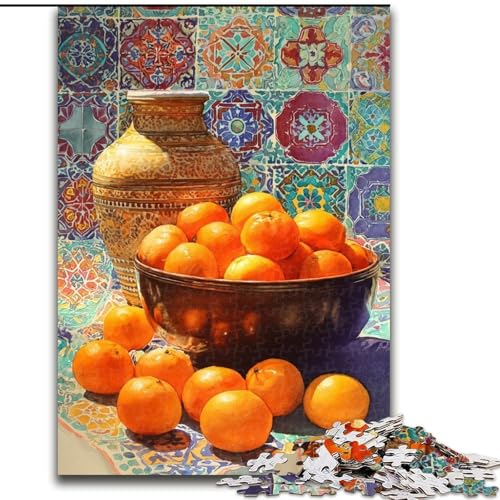 Aquarell-Orangen-Puzzle für Teenager, 1000 Teile, Stressabbau, Staycation, Zeitvertreib, Eltern-Kind-Interaktion (Größe 26x38cm) von LYXIANY