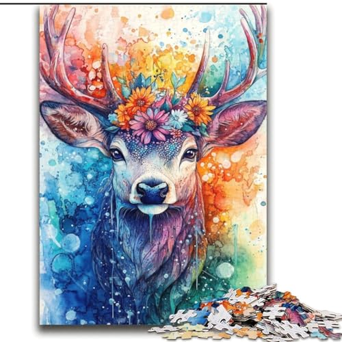 Aquarell-Puzzle mit Hirschen, 2000 Teile, als Geschenk für Teenager, Familienaktivität, Spaß zu Hause, Geburtstagsgeschenk, Reisegeschenk (70x100cm) von LYXIANY