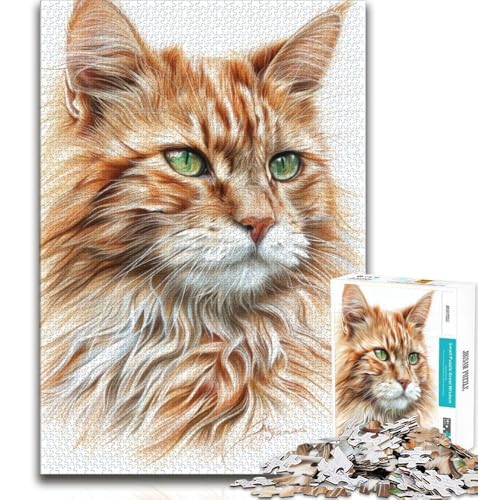 Aquarell-Puzzle mit Maine-Coon-Katze für Erwachsene, 1000-teiliges Puzzle, Denkspiel, Wanddekoration, einzigartige Geburtstags, 50x75cm Aquarell-Puzzle mit Maine-Coon-Katze für Erwachsene, 1000-teiliges Puzzle, Denkspiel, Wanddekoration, einzigartige Geburtstags, 50x75cm von LYXIANY