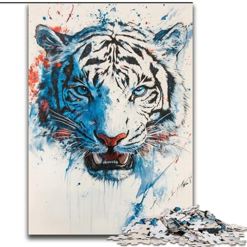 Aquarell-Tiger-Puzzle für Erwachsene, 1000 Teile, Familienspiel zum Stressabbau, schwierige Herausforderung, Geschenke für Freunde und Familie (26x38cm) von LYXIANY