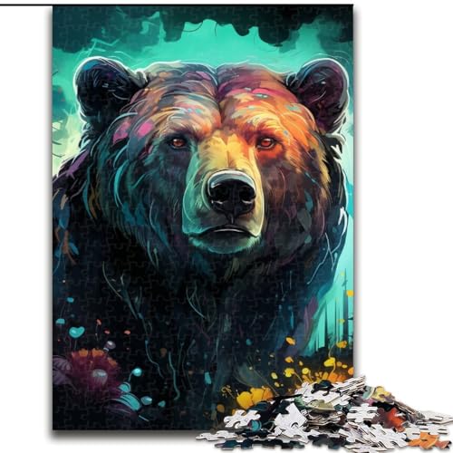 Art Animal Bear 1000-teiliges Puzzle Anspruchsvolles Denkspiel – Entspannendes Spielzeug für Teenager, Größe 50x75cm von LYXIANY