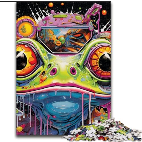 Art Animal Frosch 1000-teiliges Puzzle Anspruchsvolles Denkspiel – Entspannendes Spielzeug für Teenager, Größe 38x26cm von LYXIANY