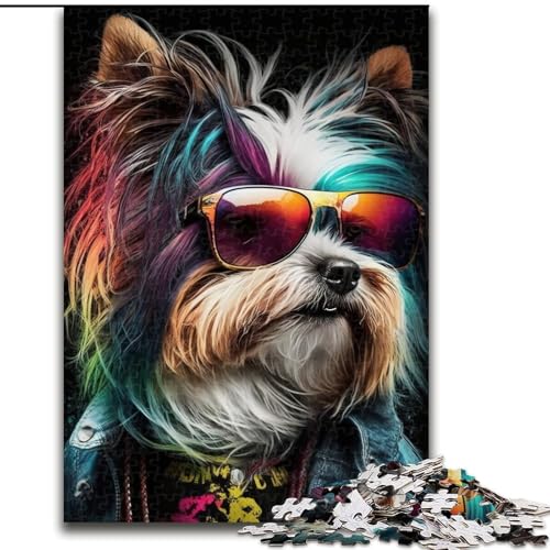 Art Bunte Hunde-Puzzles für Erwachsene, 1000 Teile, anspruchsvolles Spiel und Familienspiel mit passendem Poster und Quizblatt (26x38cm) von LYXIANY