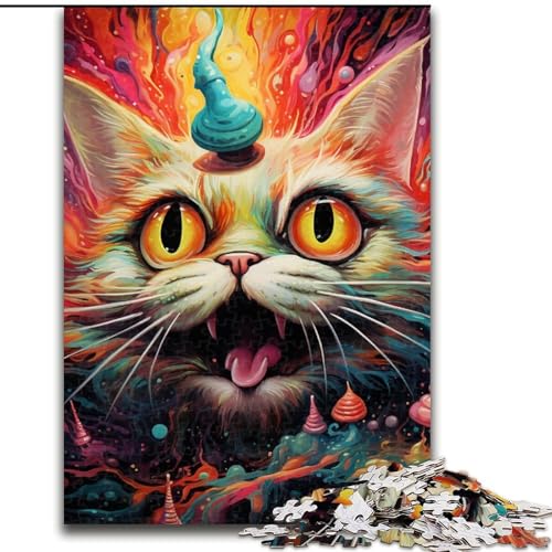 Art Cat 1000-teiliges Puzzle, anspruchsvolles Denkspiel, entspannendes Spielzeug für Teenager, Größe 50x75cm von LYXIANY
