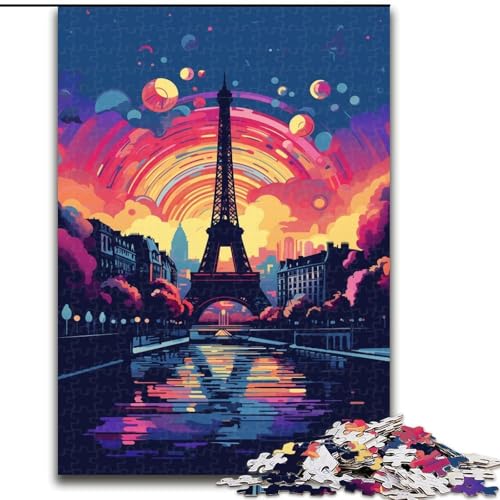 Art Eiffelturm 1000-teiliges Puzzle für Teenager, Lernspielzeug, Familienspiele, geeignet als Schreibtischdekoration (26x38cm) von LYXIANY