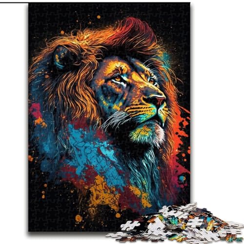 Art Neon Lion 1000-teiliges Puzzle Anspruchsvolles Denkspiel – Entspannendes Spielzeug für Teenager, Größe 50x75cm von LYXIANY