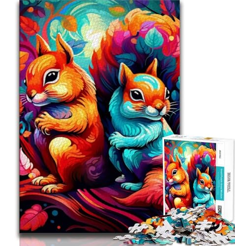 Art Niedliches Eichhörnchen-Puzzle, 1000 Teile, Geschenk für Erwachsene, Stressabbau, Zeitvertreib zu Hause, mit passendem Poster und Quizblatt (50x75cm) von LYXIANY