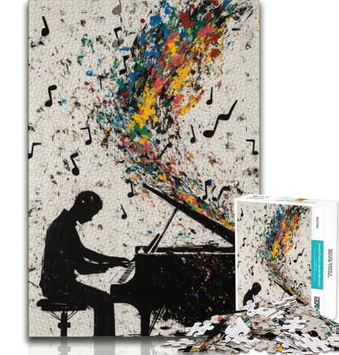 Art Piano 1000-teiliges Puzzle für Erwachsene und Jugendliche, Stressabbau, schwierige Herausforderung, einzigartige Heimdekoration und Geschenke (38x26cm) von LYXIANY