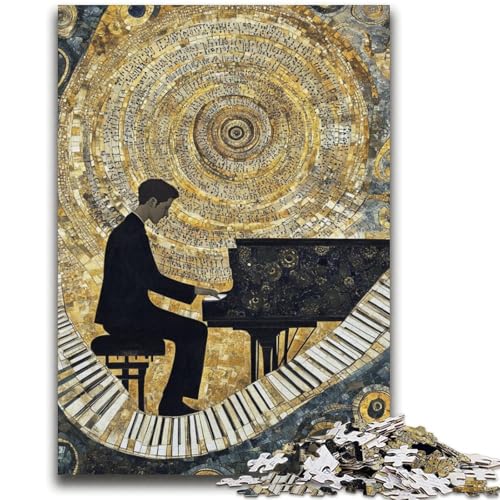 Art Piano-Puzzles für Teenager, anspruchsvolles Spiel und Familienspiel mit vollständig ineinandergreifenden, zufällig geformten Teilen (38x52cm) von LYXIANY