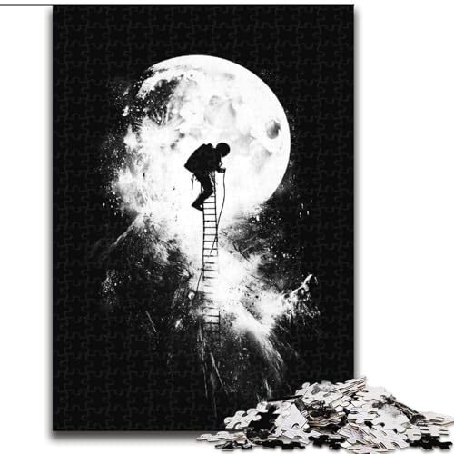 Astronaut Climbing The Ladder Puzzle 1000 Teile für Erwachsene und Jugendliche, Lernspiele, Heimdekoration, geeignet als Schreibtischdekoration (50x75cm) von LYXIANY