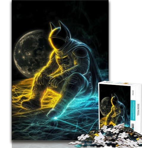 Astronaut sitzt auf dem Mond, 1000-teiliges Puzzle für Erwachsene und Jugendliche, Lernspielzeug, Familienspiele mit passendem Poster und Quizblatt (50x75cm) von LYXIANY