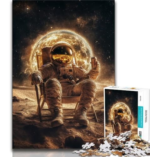 Astronaut sitzt auf dem Mond, Puzzle für Erwachsene, 1000 Teile, Familienspiel, Stressabbau, schwierige Herausforderung, tolle Geschenke und Spielzeuge, 38x26cm von LYXIANY