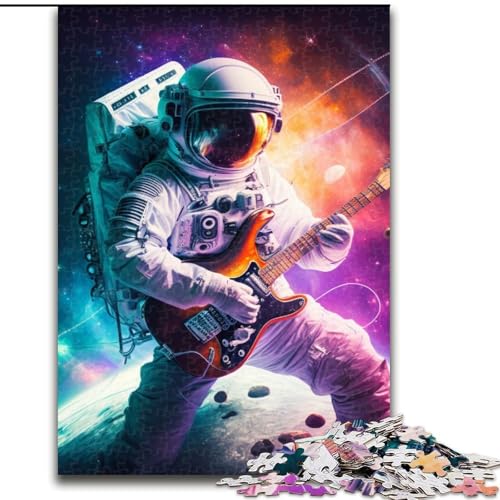 Astronaut spielt Gitarre, 1000-teiliges Puzzle für Erwachsene, Holzpuzzle für Teenager und Familien, perfekte DIY-Dekoration und knifflige Herausforderung, Größe: 50x75cm von LYXIANY