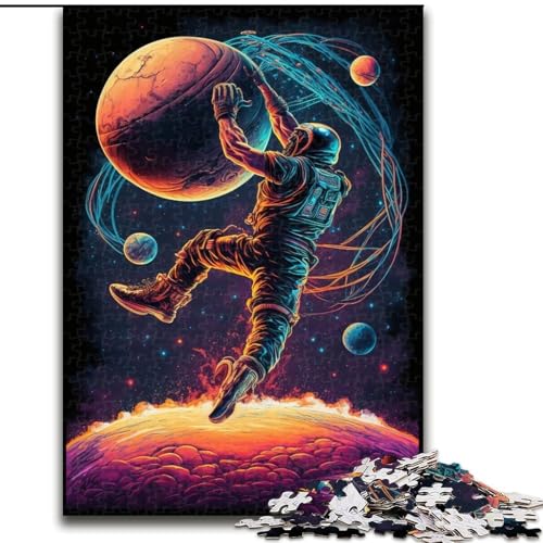 Astronauten Spielen Basketball, Puzzle für Erwachsene und Teenager, herausforderndes Spiel und Lernspiel für die ganze Familie zum Geburtstag, Weihnachten (26x38cm) von LYXIANY