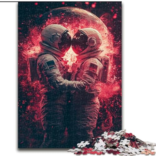 Astronautenpaar-Puzzle mit 1000 Teilen für Erwachsene und Jugendliche, anspruchsvolles Spiel und Familienspiel mit passendem Poster und Quizblatt (Größe 50x75cm) von LYXIANY