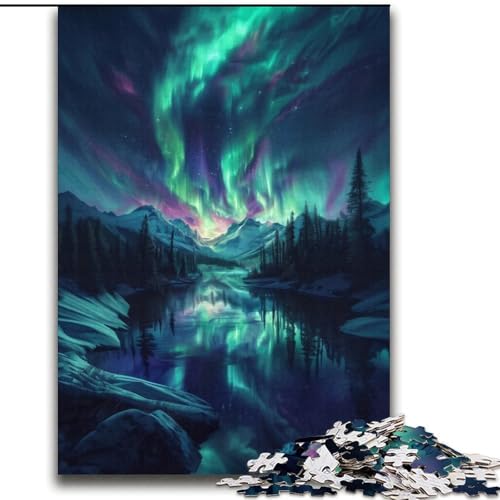 Aurora Borealis über Schnee, 2000-teiliges Puzzle für Teenager, pädagogisches Familienspiel, geeignet als Schreibtischdekoration (70x100cm) von LYXIANY