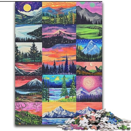 Aurora Collage 1000-teiliges Puzzle für Erwachsene und Jugendliche, anspruchsvolles Spiel und Familienspiel mit passendem Poster und Quizblatt (Größe 26x38cm) von LYXIANY