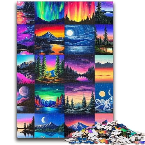 Aurora Collage 1000-teiliges Puzzle für Teenager, Lernspielzeug, Familienspiele, einzigartige Geburtstags- und Geschenkideen (38x26cm) von LYXIANY