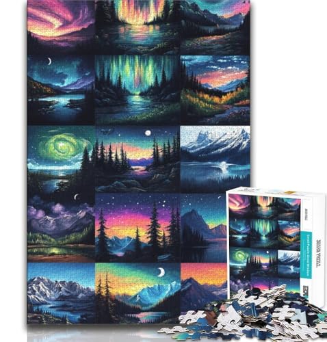 Aurora Collage Puzzle für Teenager, 1000 Teile, Gehirnintelligenz-Herausforderung, süchtig machendes Spielzeug für die Heimdekoration (38x26cm) von LYXIANY