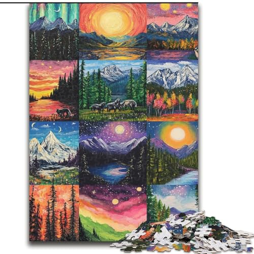 Aurora Collage Puzzles für Teenager, 1000 Teile, Staycation-Zeitvertreib-Geburtstagsgeschenk, Geschenke, Wandkunst für 14+ (50x75cm) von LYXIANY