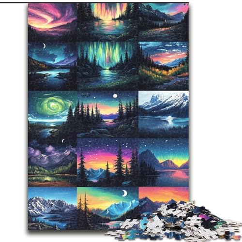 Aurora Collage Puzzles für Teenager, 1000 Teile, Stressabbau, Staycation, Zeit totschlagen, Eltern-Kind-Interaktion (50x75cm) von LYXIANY