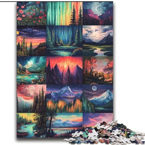 Aurora Collage Puzzles für Teenager, Stressabbau, Staycation-Zeit totschlagen, Liebe zwischen Paaren stärken (70x100cm) von LYXIANY