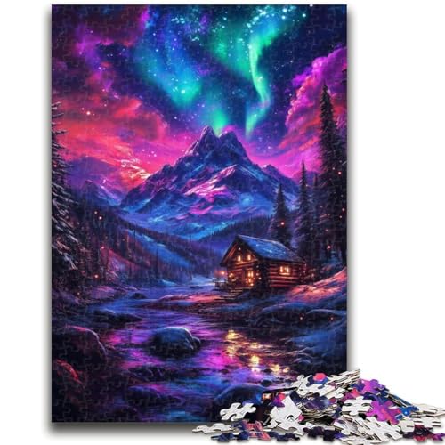 Aurora Mountains Puzzle 1000 Teile für Erwachsene und Jugendliche, Spielzeug, Lernspiele, Stressabbau, Wunschliste mit Weihnachtsmann (38x26cm) von LYXIANY