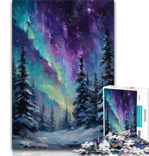 Aurora-Ölgemälde, 1000-teiliges Puzzle für Teenager, Familienspiel zum Stressabbau, schwierige Herausforderung, Wichtelgeschenke (38x26cm) von LYXIANY