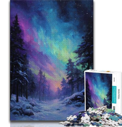 Aurora-Ölgemälde-Puzzles für Erwachsene 1000, Lernspielzeug, Familienspiele mit passendem Poster und Quizblatt (50x75cm) von LYXIANY