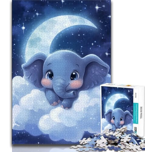 Baby-Elefant-Puzzle mit 1000 Teilen für Erwachsene und Jugendliche, Denkspiel, Wanddekoration, einzigartige Geburtstags (50x75cm) von LYXIANY