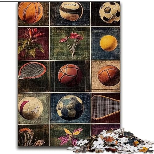 Ball-Collage-Puzzle für Erwachsene, 1000 Teile, Familienspiel zum Stressabbau, schwierige Herausforderung, tolle Geschenke und Spielzeuge (26x38cm) von LYXIANY